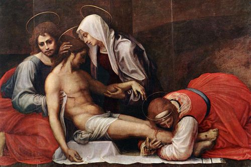 FIG. 38.—FRA BARTOLOMMEO. DESCENT FROM CROSS. PITTI.