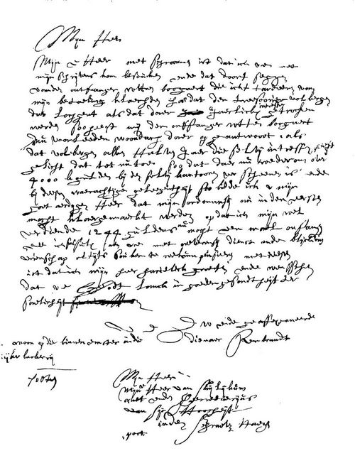 FAC-SIMILE OF A LETTER OF REMBRANDT'S