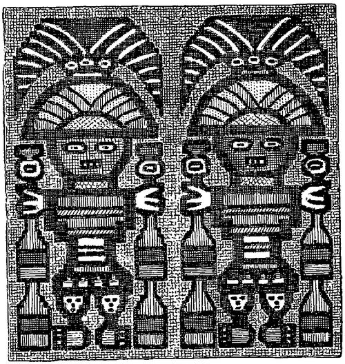 Fig. 348. Embroidery upon a cotton net in which the textile combinations are followed step by step
